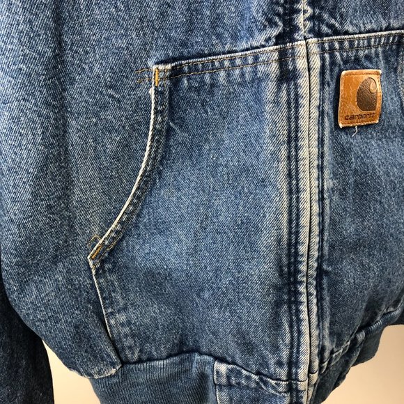 Carhartt Blanket Flannel Lined Hooded Mens Denim Jean Jacket A$AP Asap Rocky - Picture 5 of 16